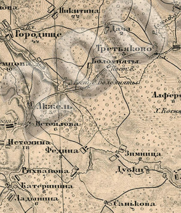 Деревня Дача на карте 1871 года.