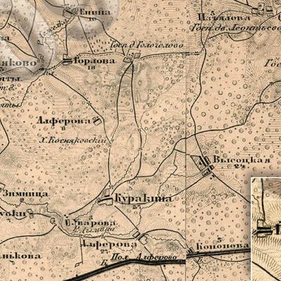 Карта местности вокруг Голочёлова, 1871 г.